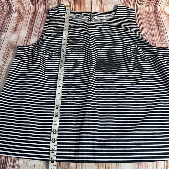 Liz Claiborne Size X Large Blue White Linen Blend Stripe Sleeveless Tank Top - Picture 5 of 9